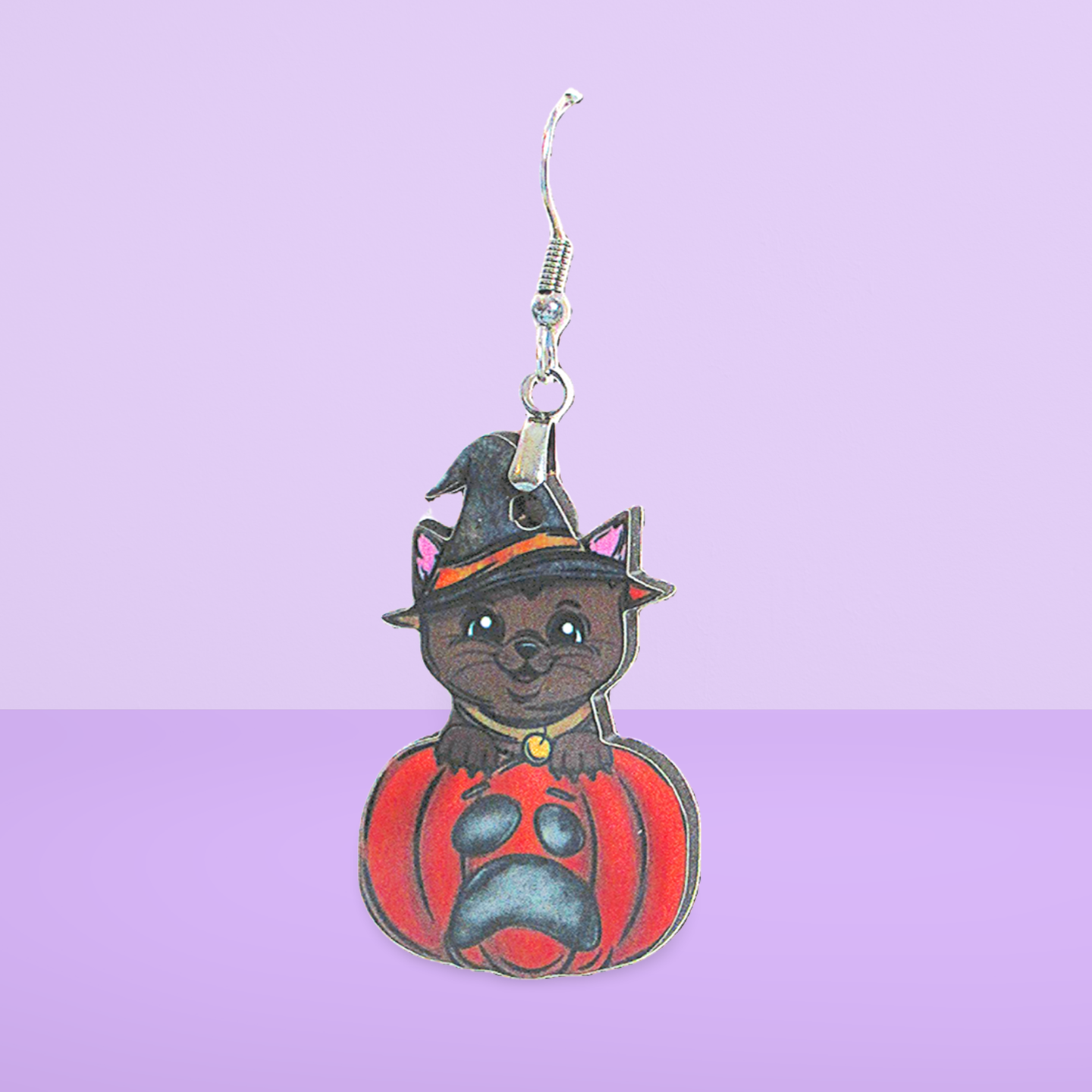 Cat in a Pumpkin Shaped Sublimated Earrings 1.5 inch