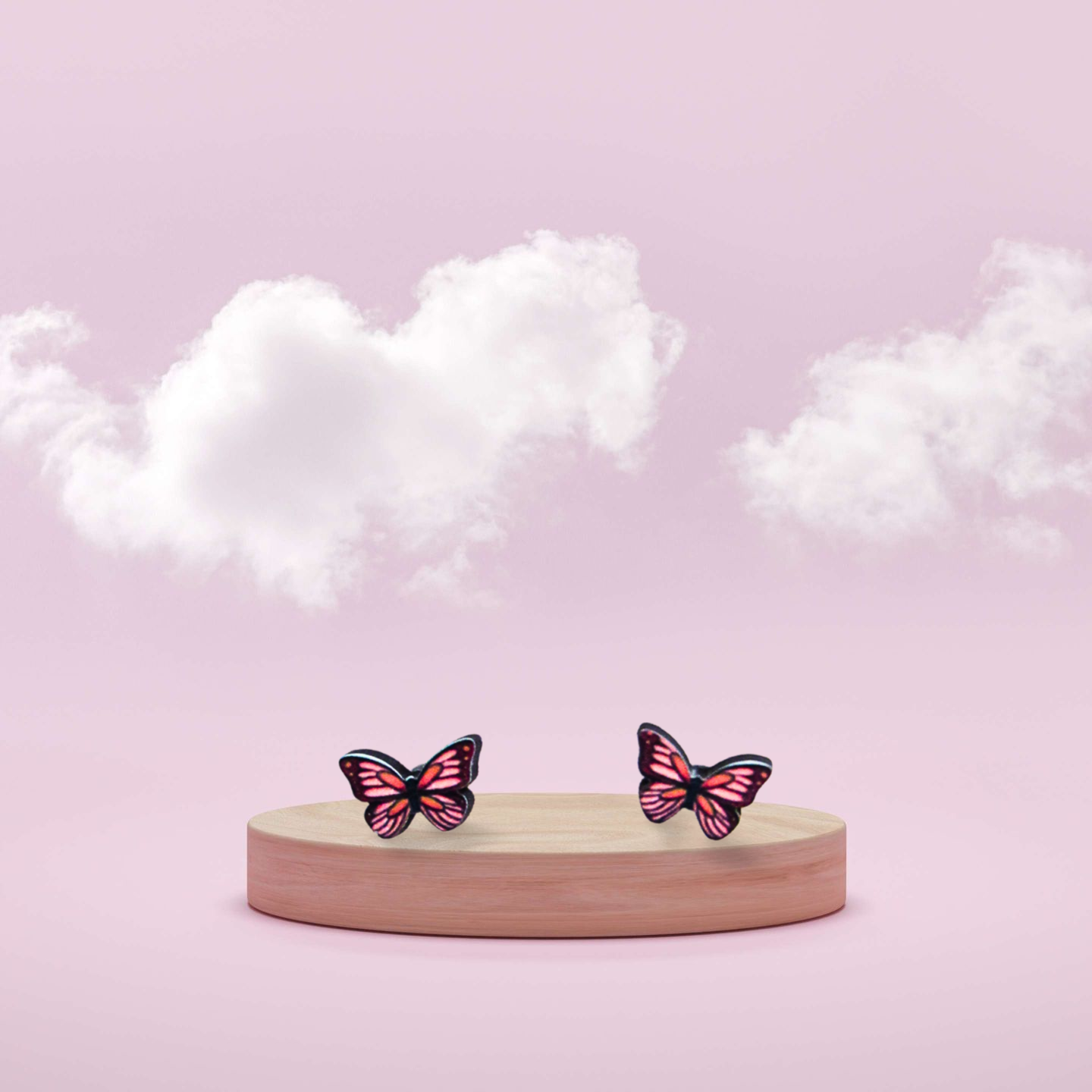 Open Butterfly Shaped Sublimated Stud Earrings