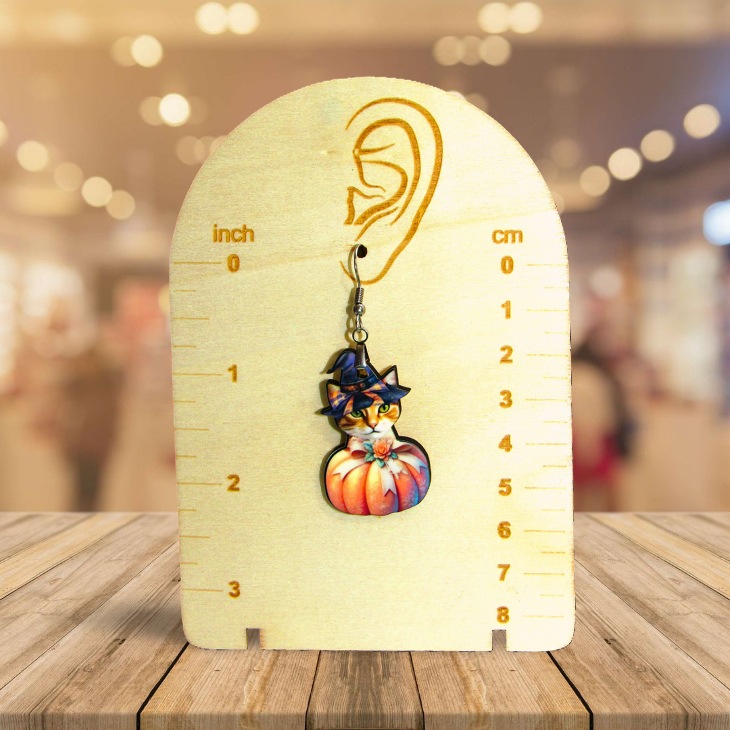 Cat in a Pumpkin Shaped Sublimated Earrings 1.5 inch