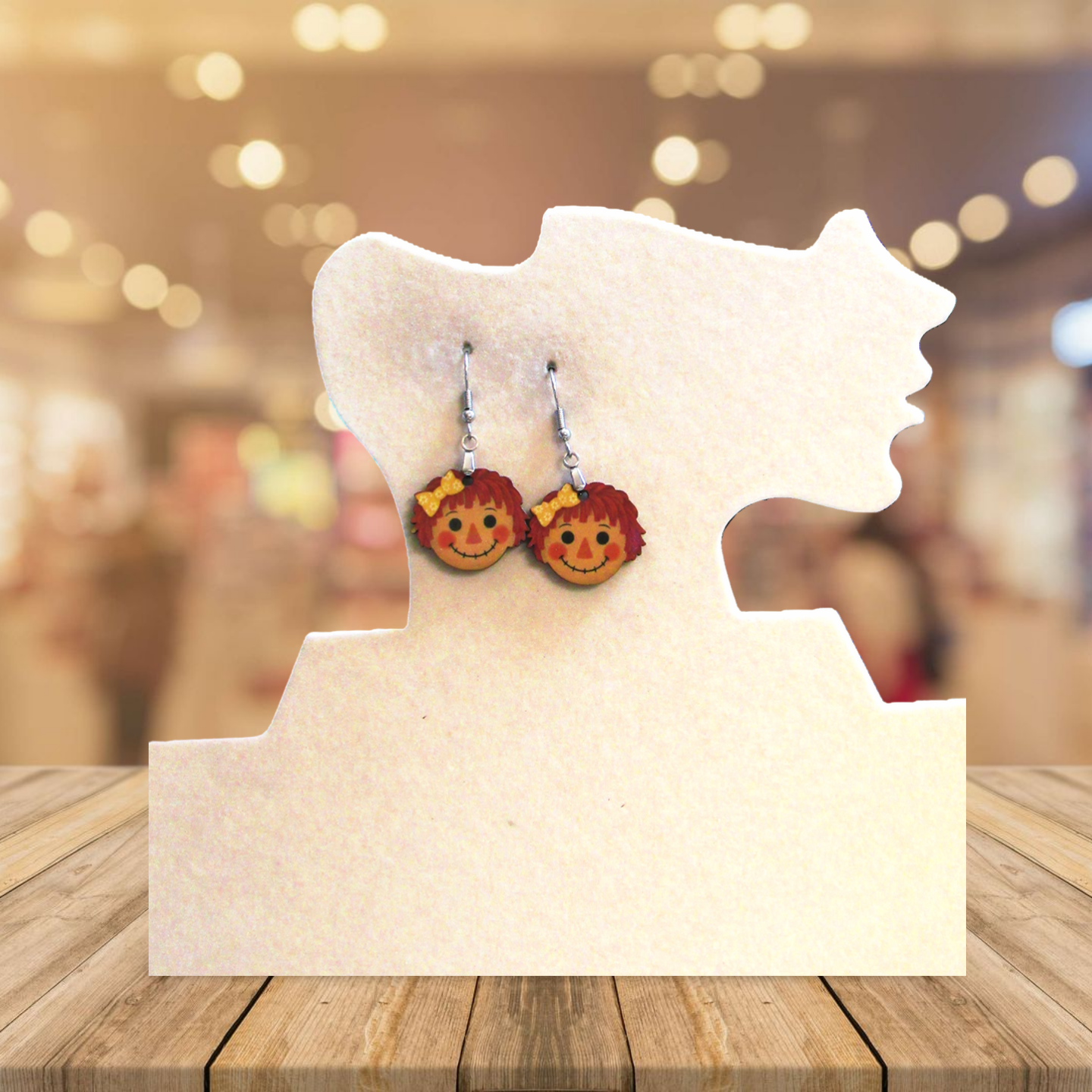 Scarecrow Girl Head Shaped Sublimated Earrings