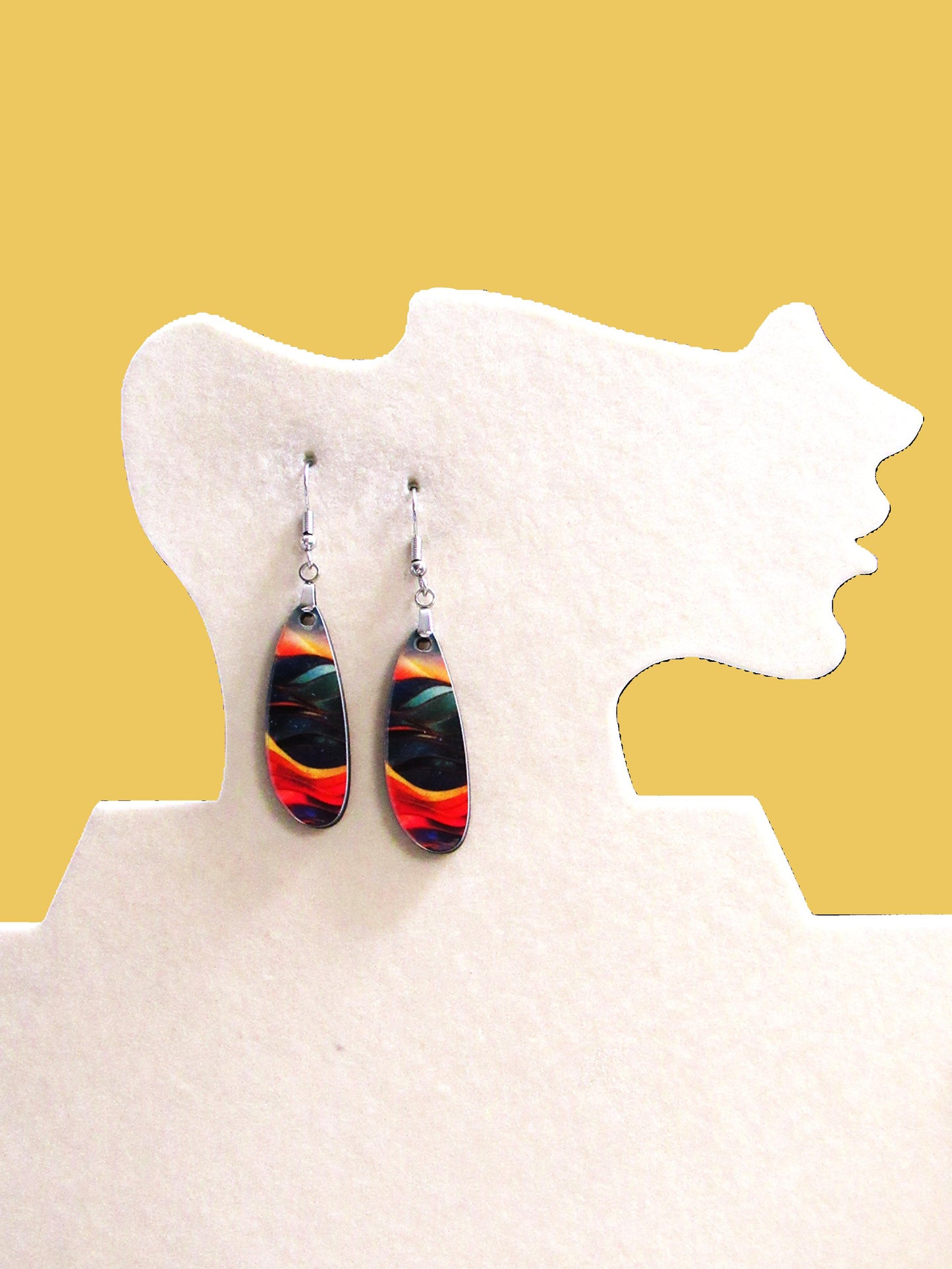 Boho Oval Bar Shaped Sublimated Earrings