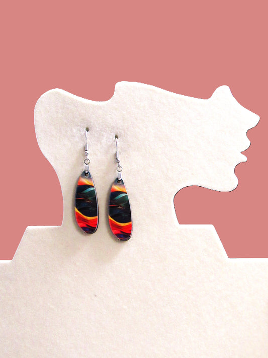 Boho Oval Bar Shaped Sublimated Earrings