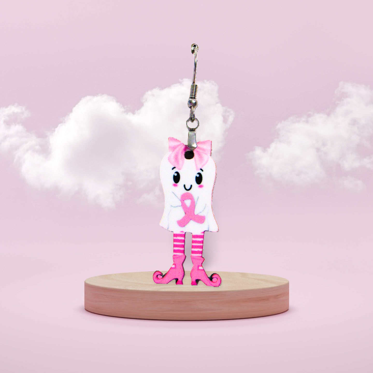 Ghost with Legs Shaped Sublimated Earrings 1.5 inch