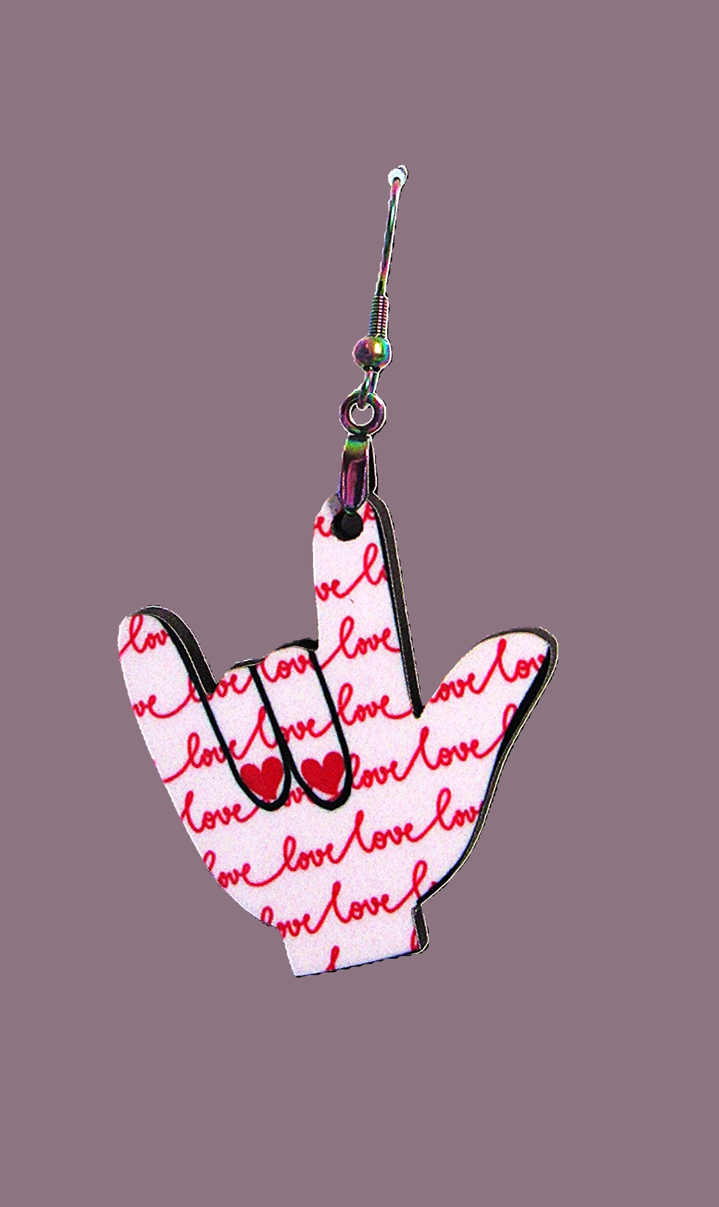 ASL Shaped Sublimated Earring