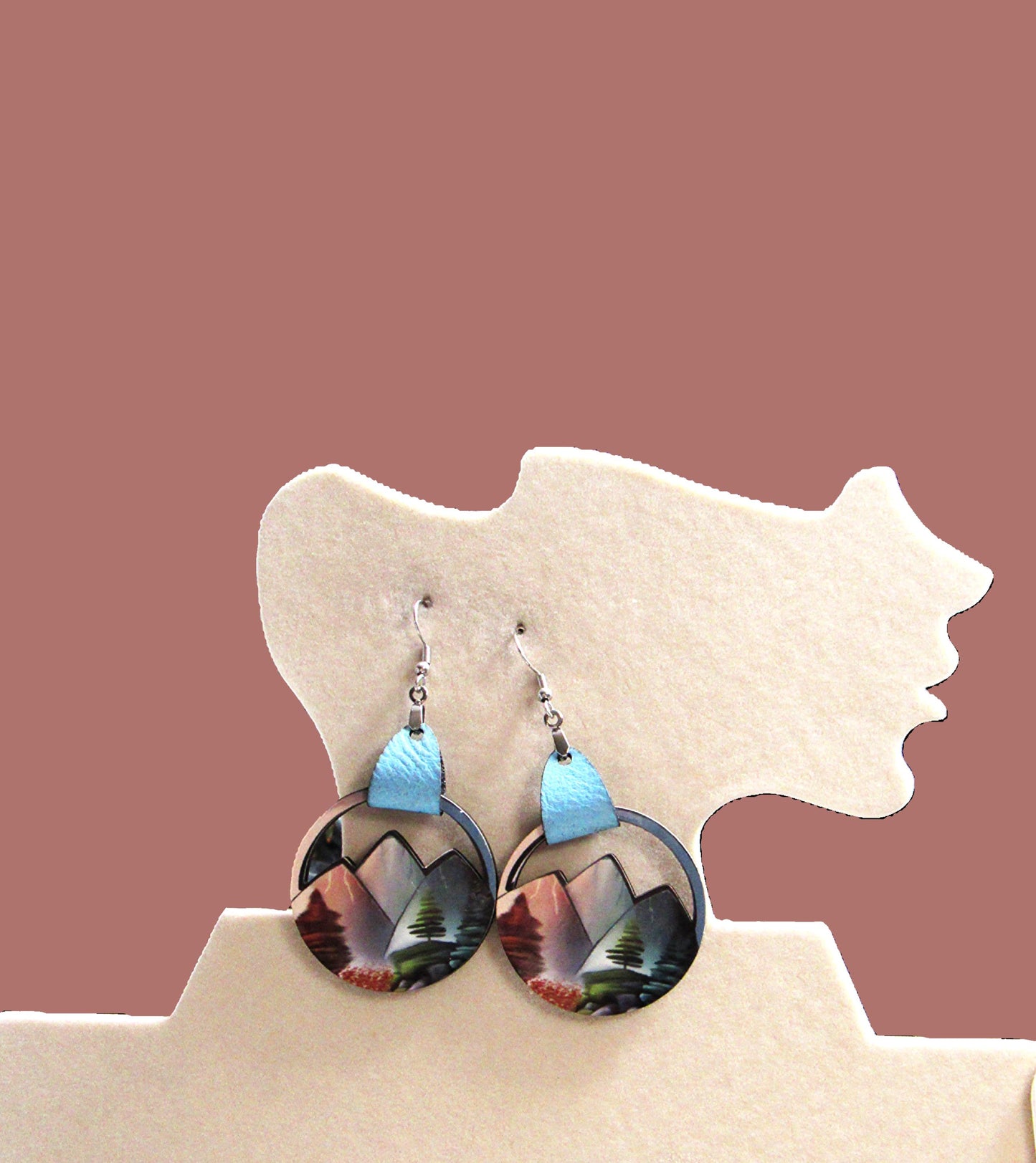 Round Mountain Shaped Sublimated Earrings