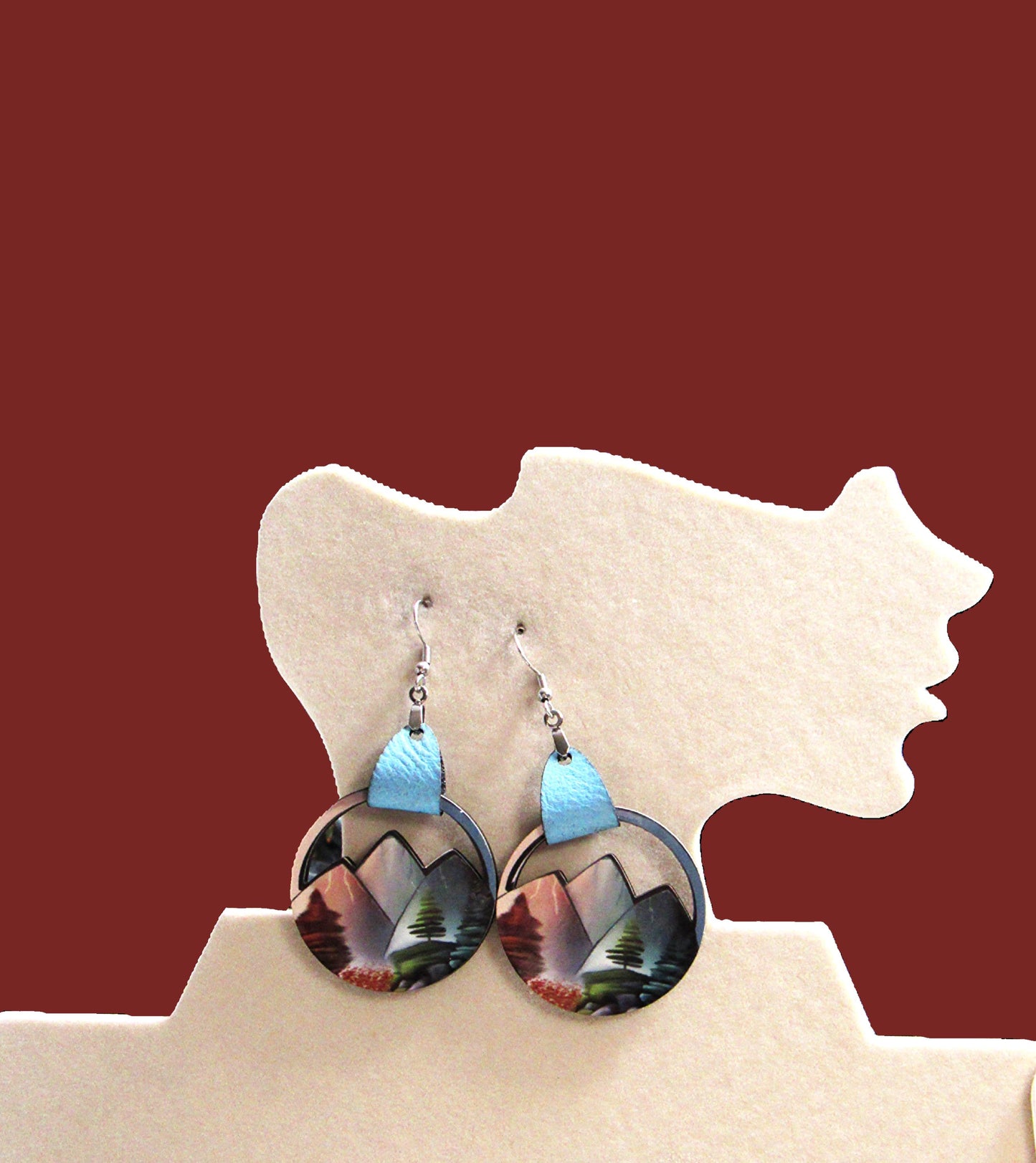 Round Mountain Shaped Sublimated Earrings