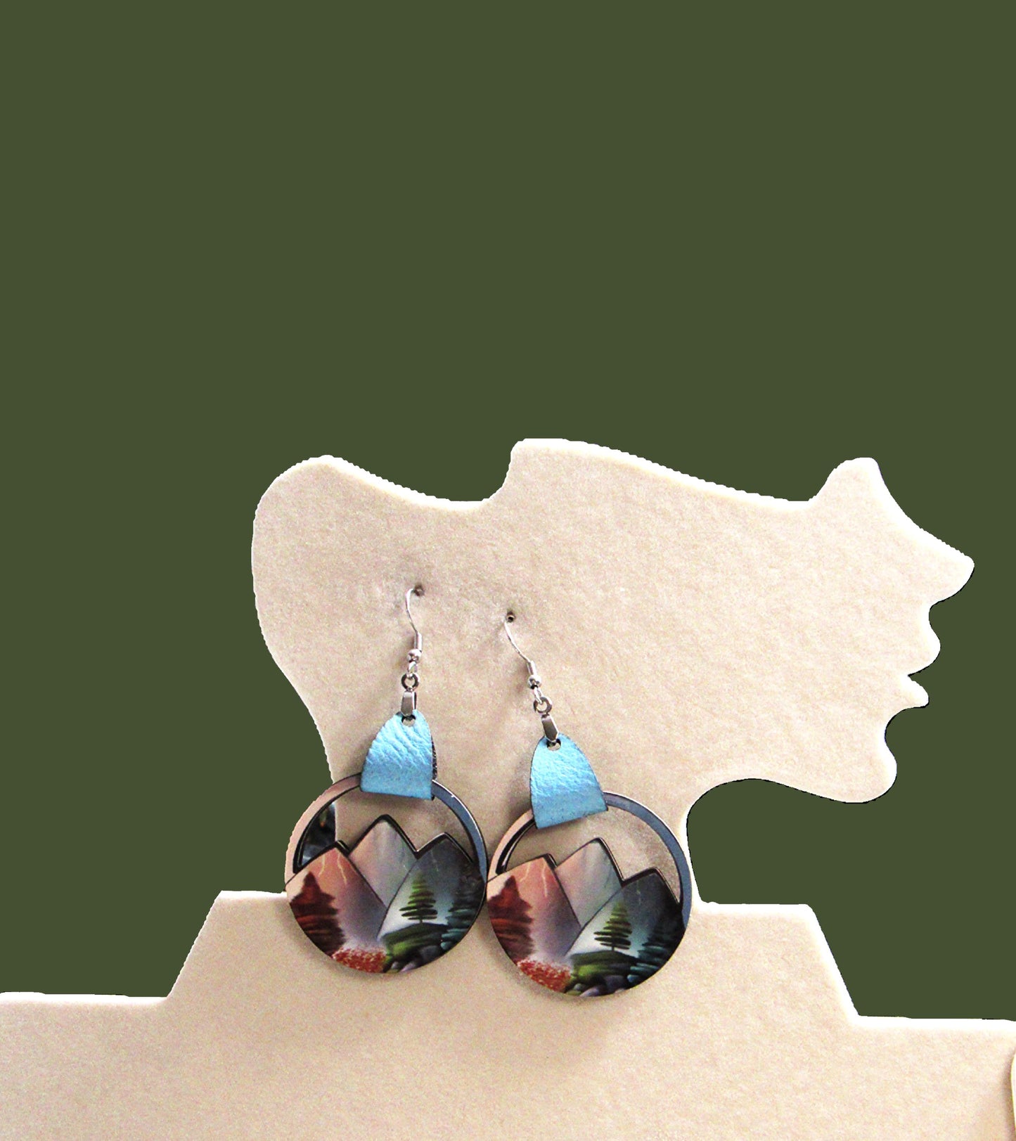 Round Mountain Shaped Sublimated Earrings