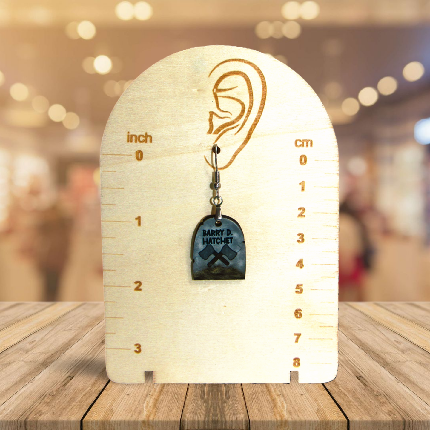 Grave Stone Shaped Sublimated Earrings 1 inch