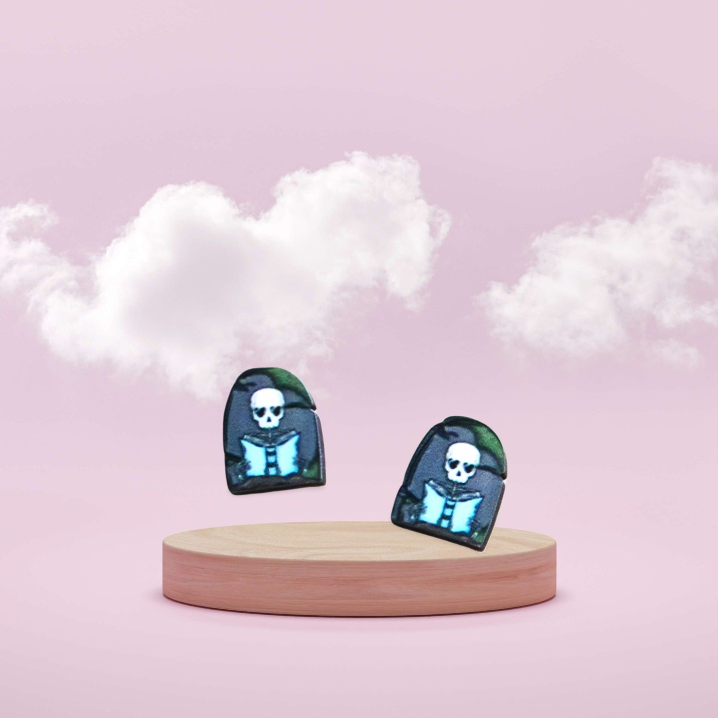 Grave Stone Shaped Sublimated Stud Earrings