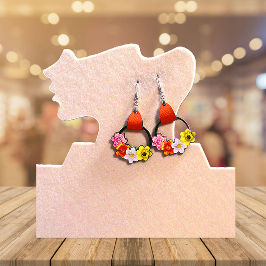 Round Flower Cluster Shaped Sublimated Earrings