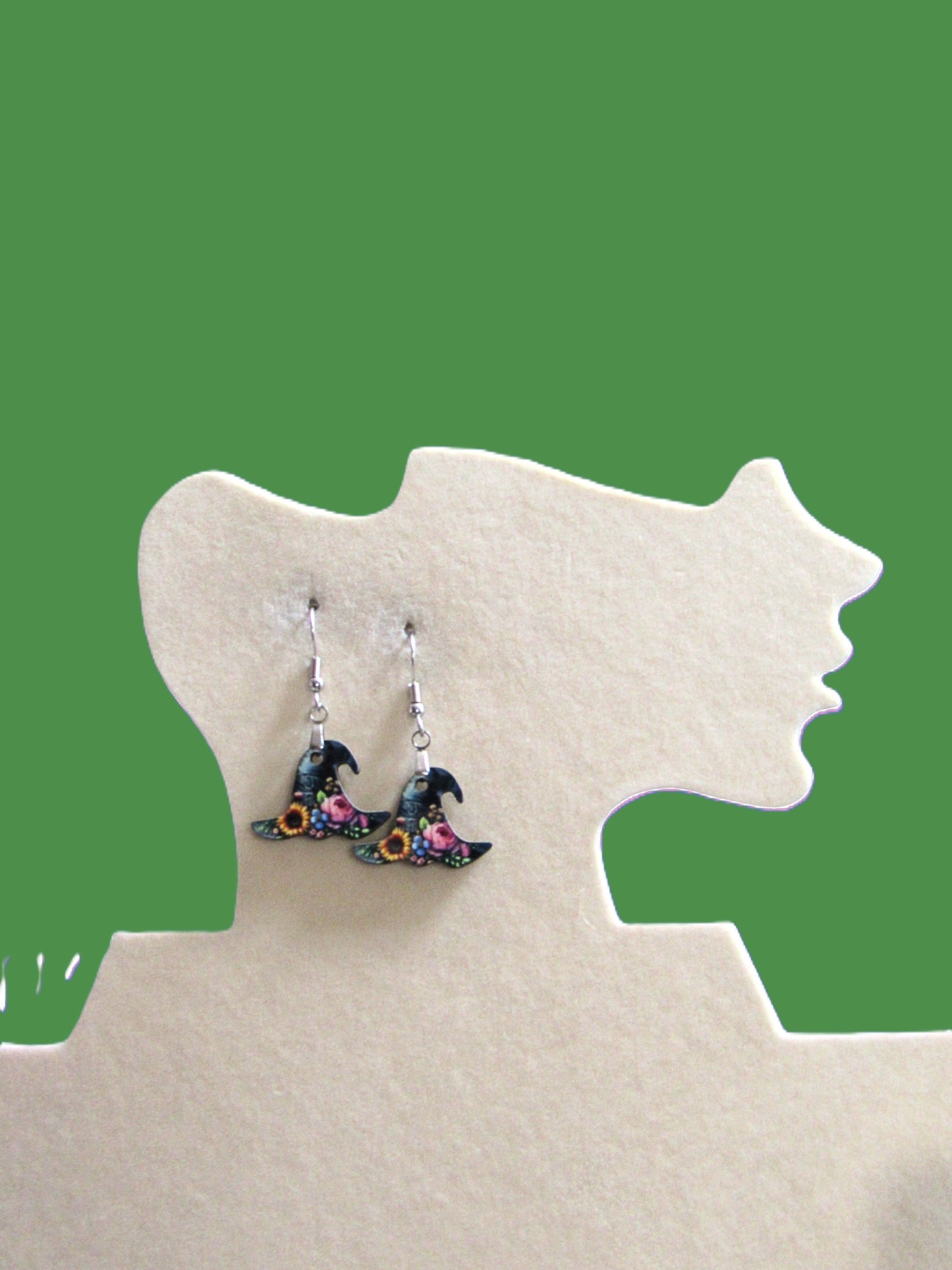 Witch Hat Shaped Sublimated Earrings 1 inch