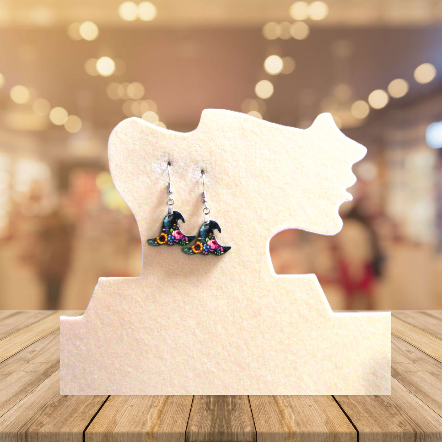 Witch Hat Shaped Sublimated Earrings 1 inch