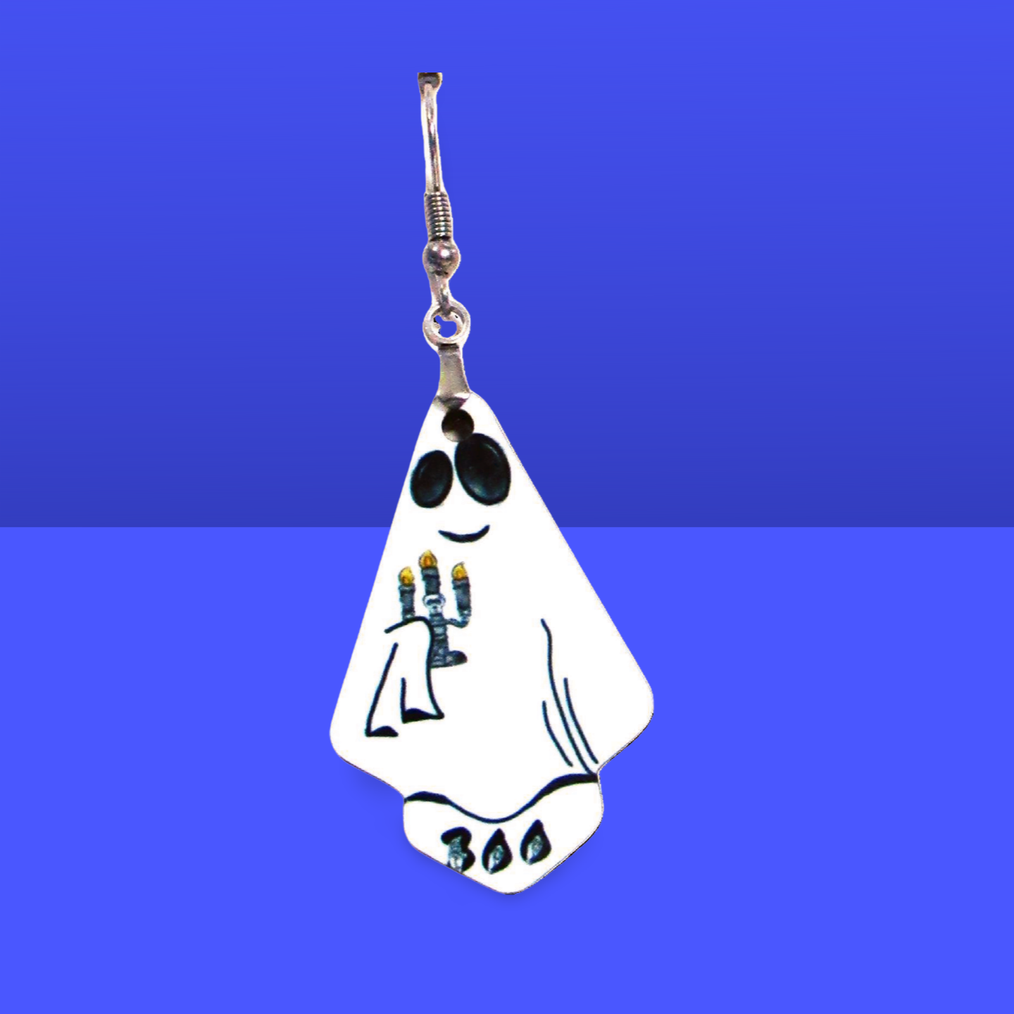 Ghost Fan Shaped Sublimated Earrings 1.5 inch