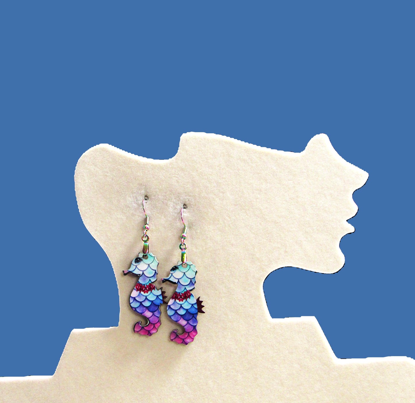 Seahorse Shaped Sublimated Earrings