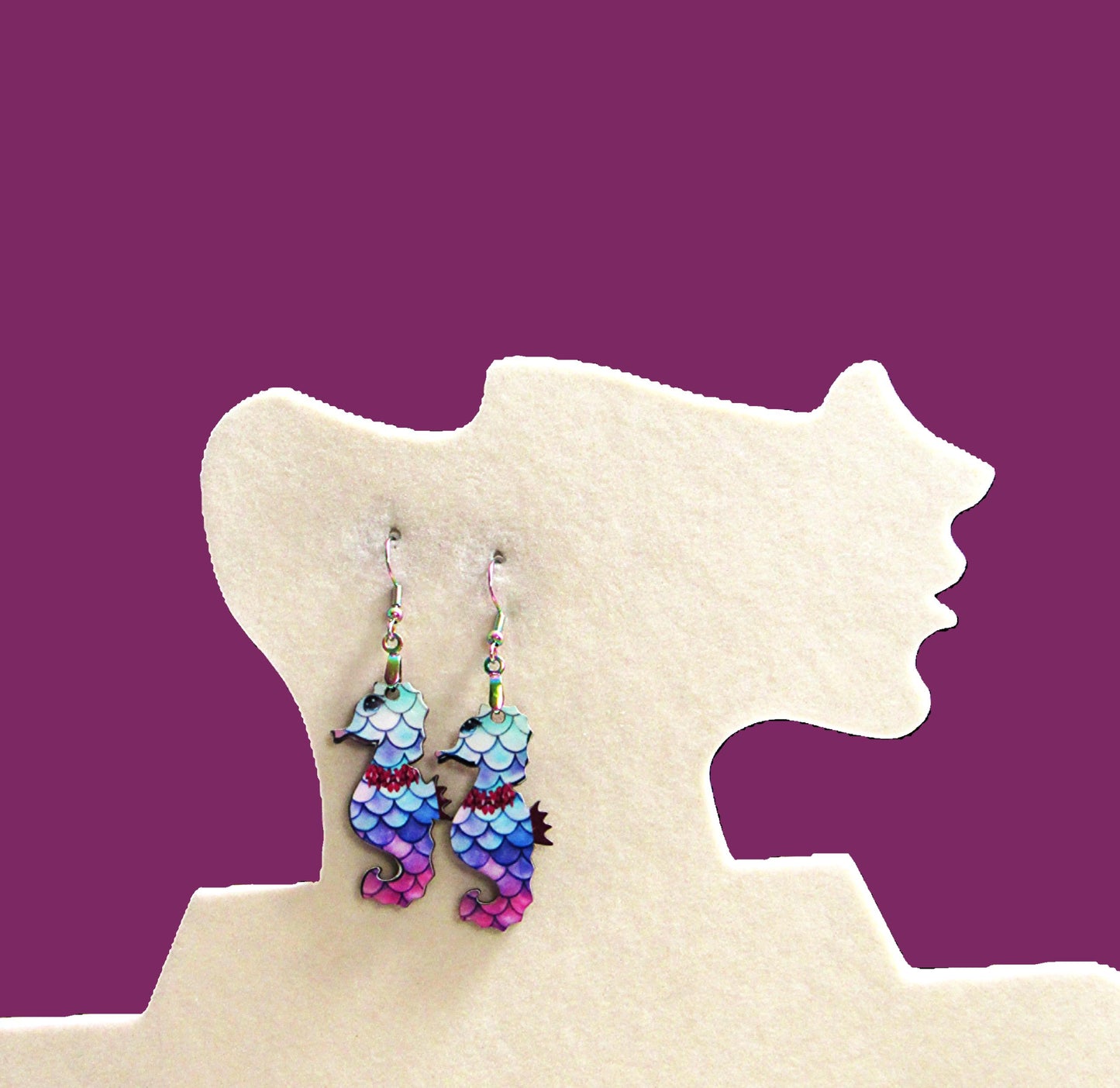 Seahorse Shaped Sublimated Earrings