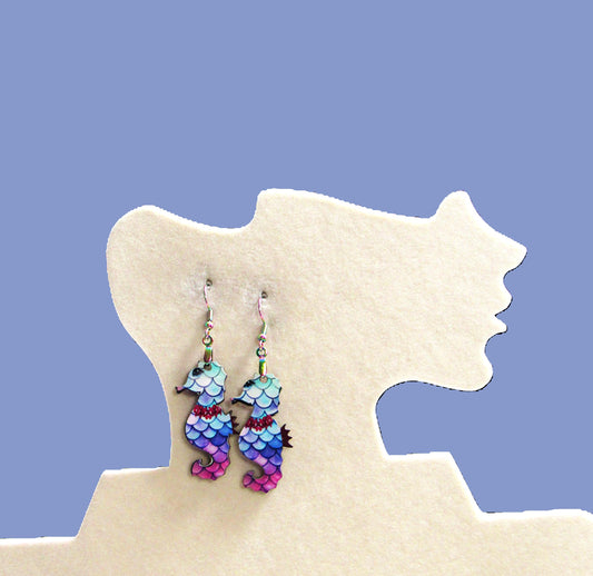 Seahorse Shaped Sublimated Earrings
