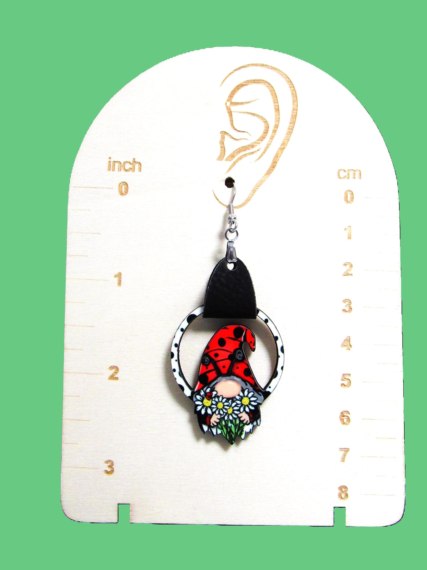 Round Gnome Shaped Sublimated Earrings