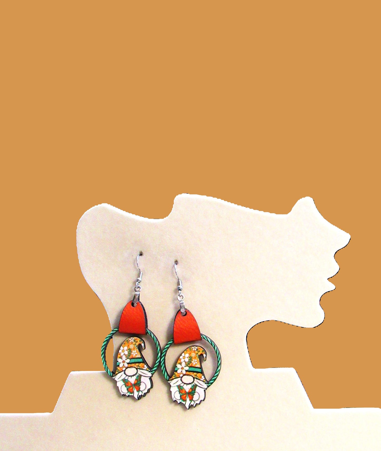 Round Gnome Shaped Sublimated Earrings