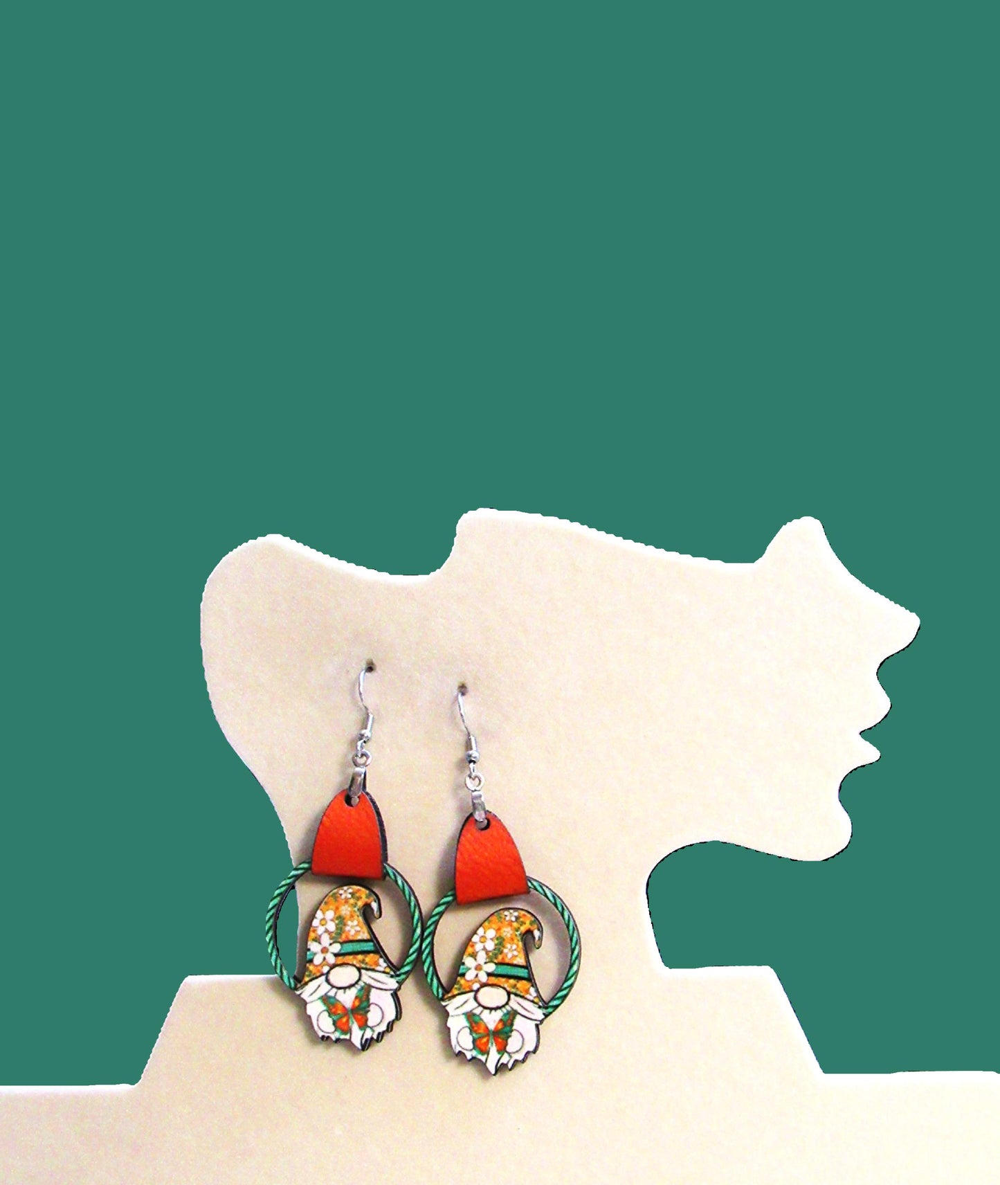 Round Gnome Shaped Sublimated Earrings
