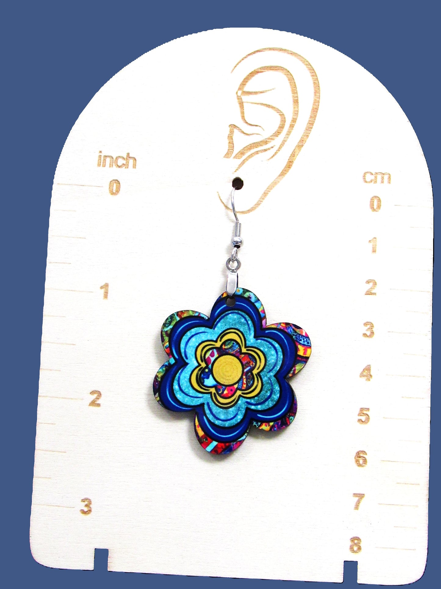 Chubby Flower Retro Hippi Swirl Sublimated Earrings