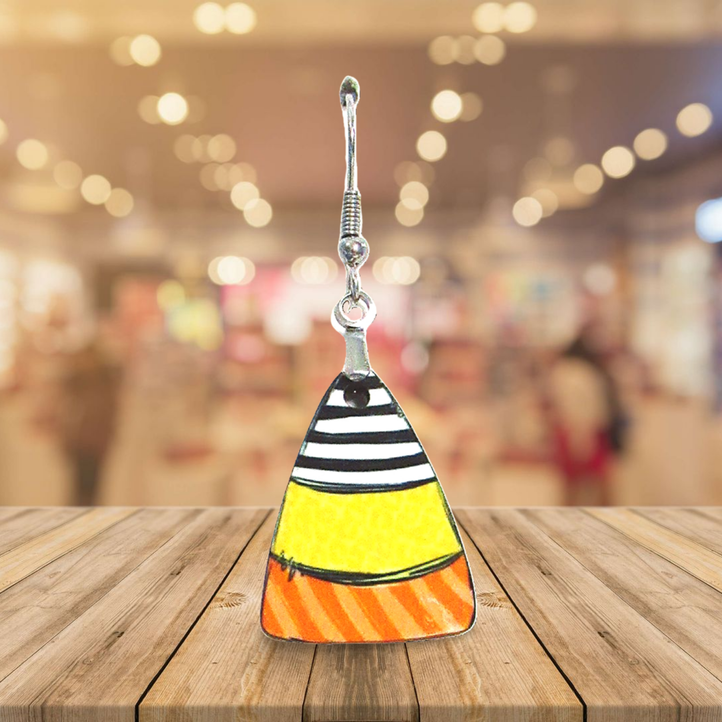 Candy Corn Shaped Sublimated Earrings 1 inch