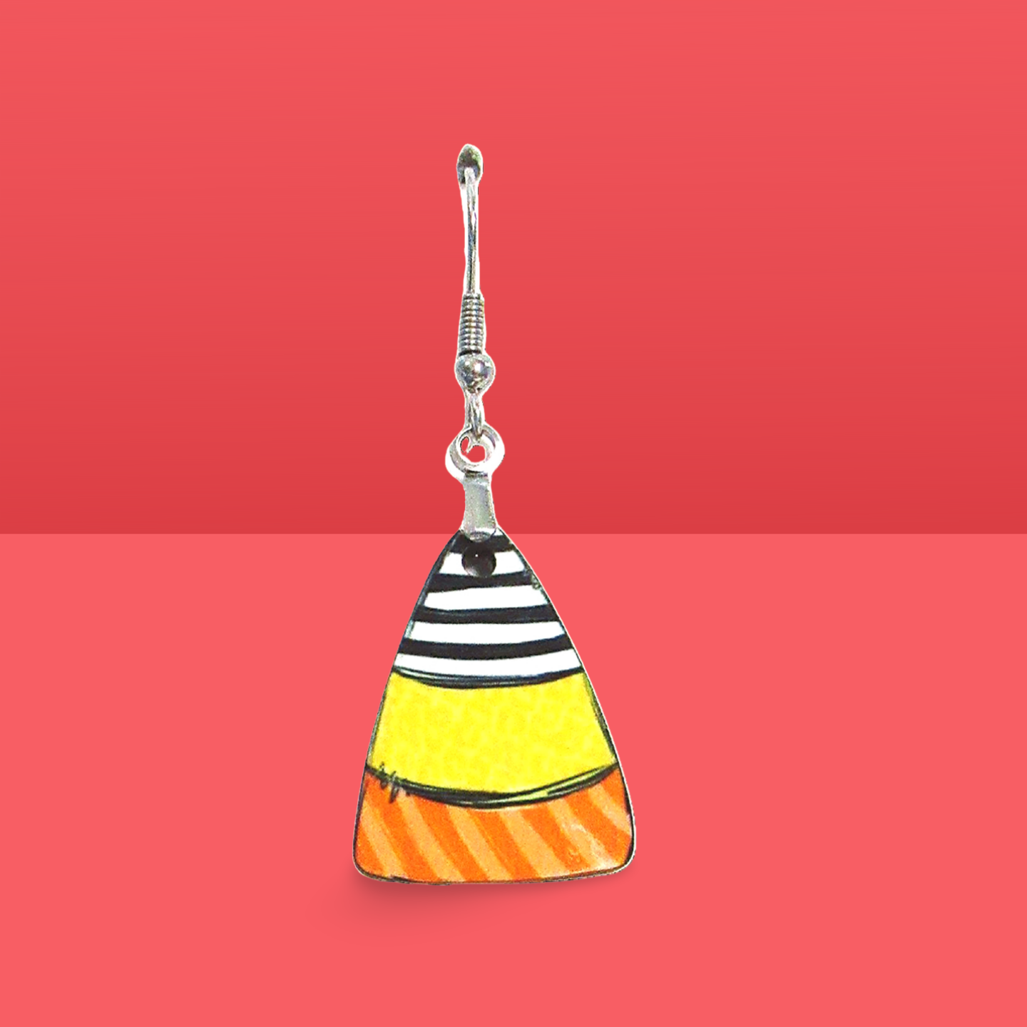 Candy Corn Shaped Sublimated Earrings 1 inch