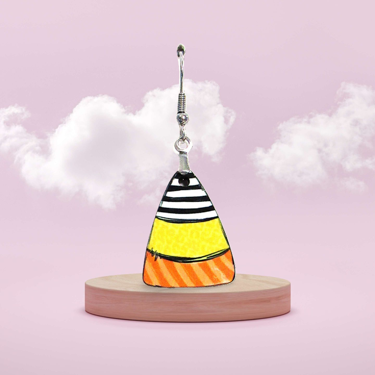 Candy Corn Shaped Sublimated Earrings 1 inch