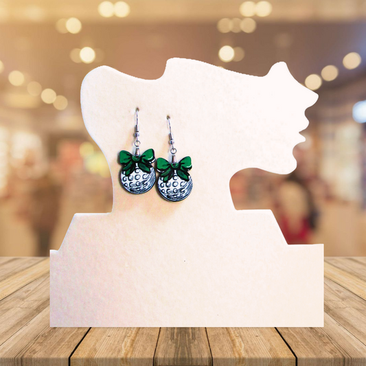 Ball with Bow Shaped Sublimated Earrings