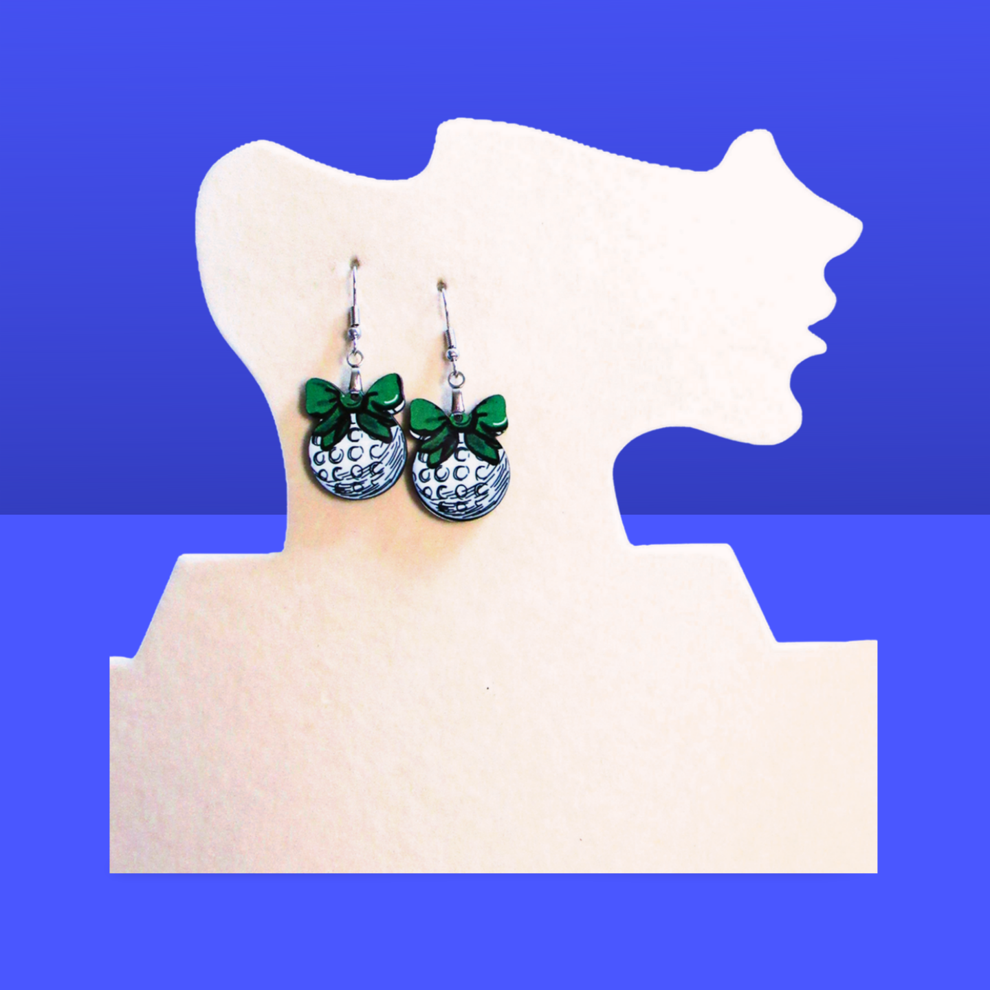 Ball with Bow Shaped Sublimated Earrings