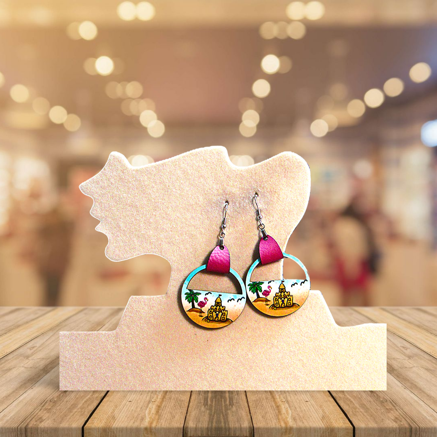 Round Semi Circle Shaped Sublimated Earrings