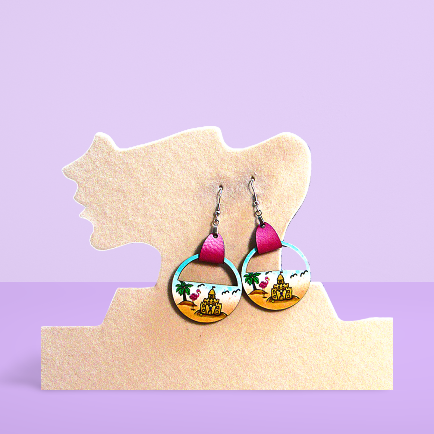 Round Semi Circle Shaped Sublimated Earrings