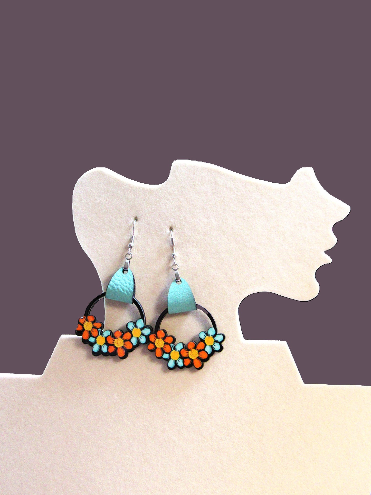 Round Flower Cluster Shaped Sublimated Earrings