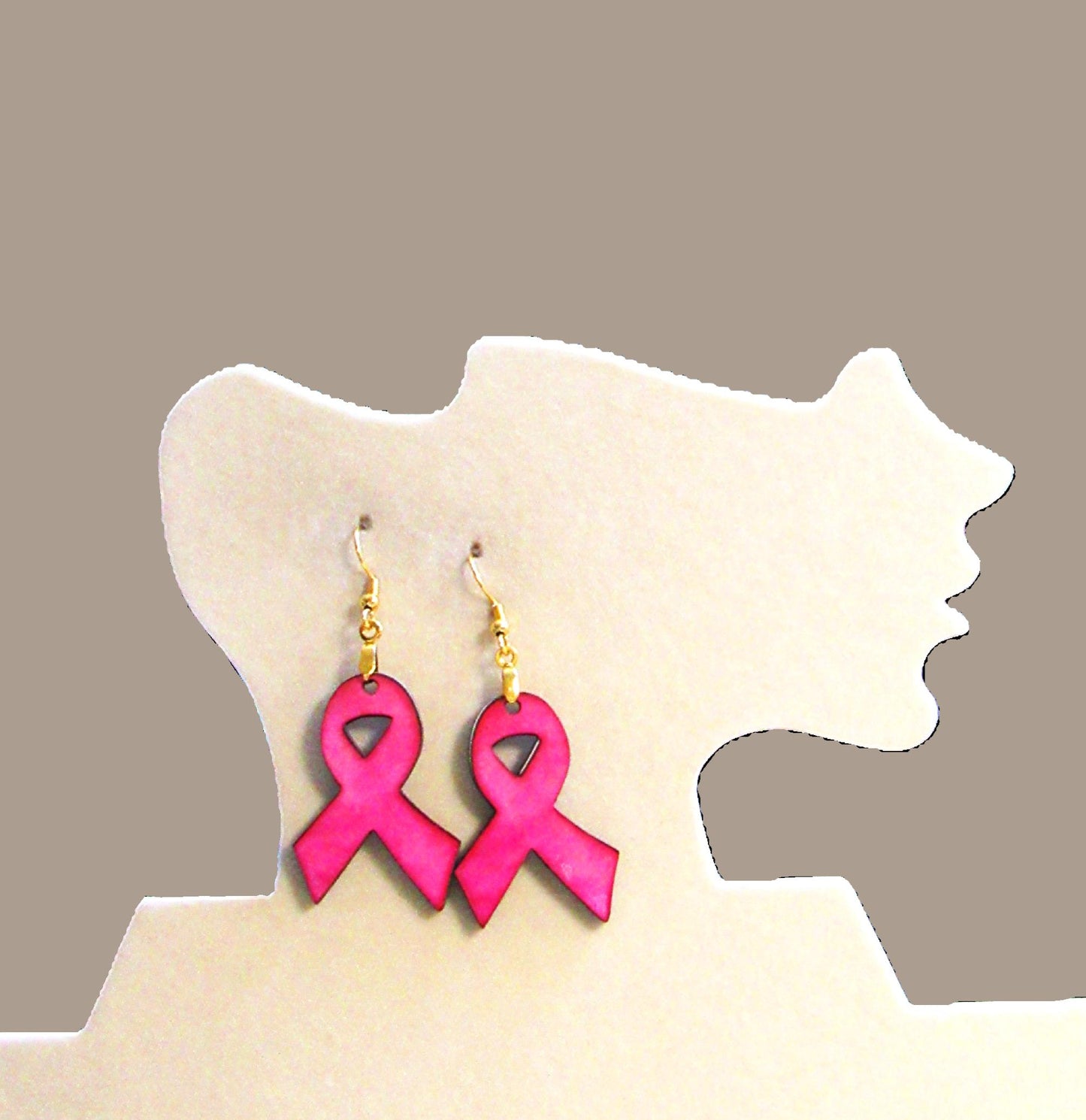 Breast Cancer Awareness Ribbon Shaped Sublimated Earrings