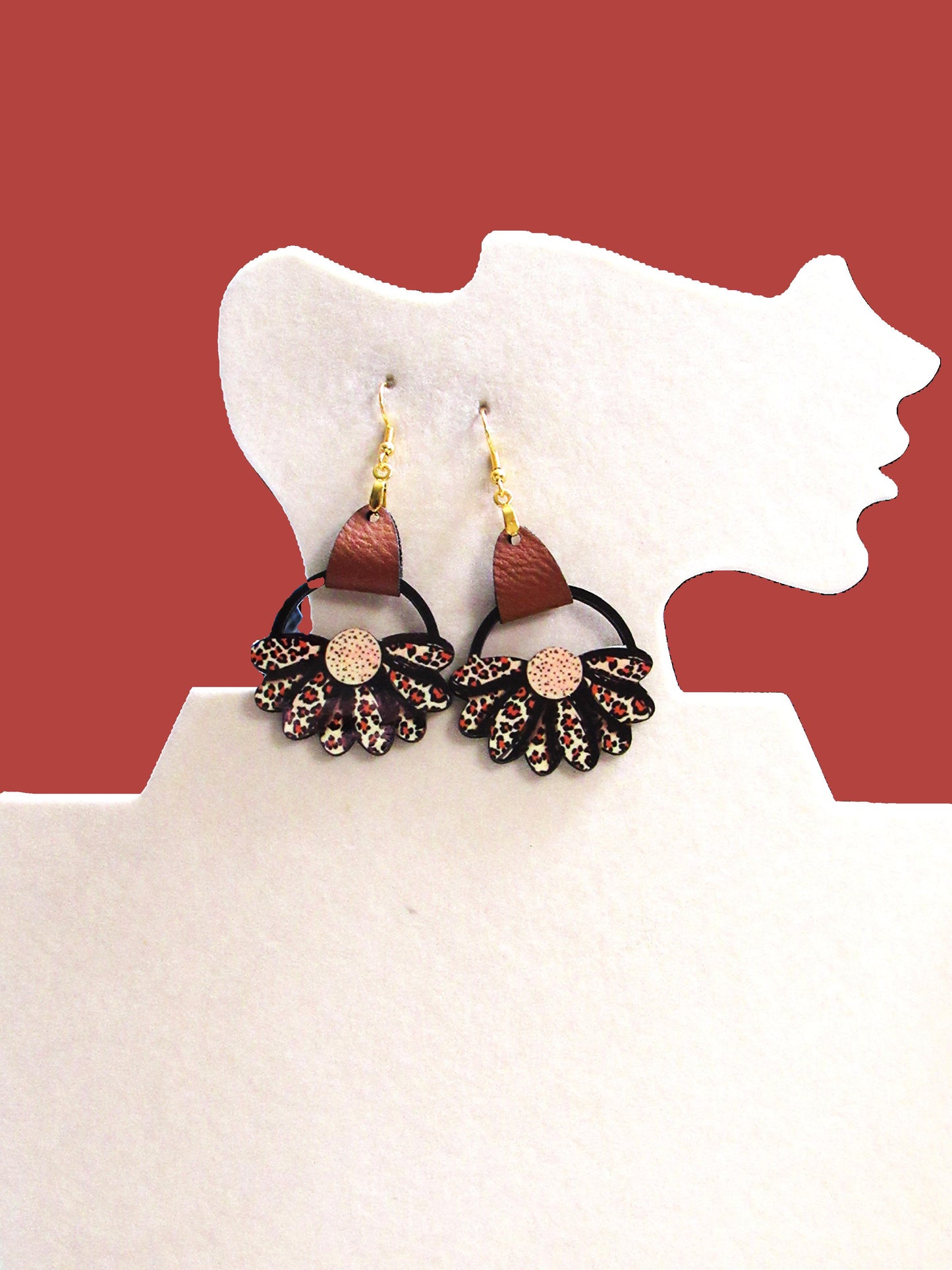 Round Sunflower Shaped Sublimated Earrings