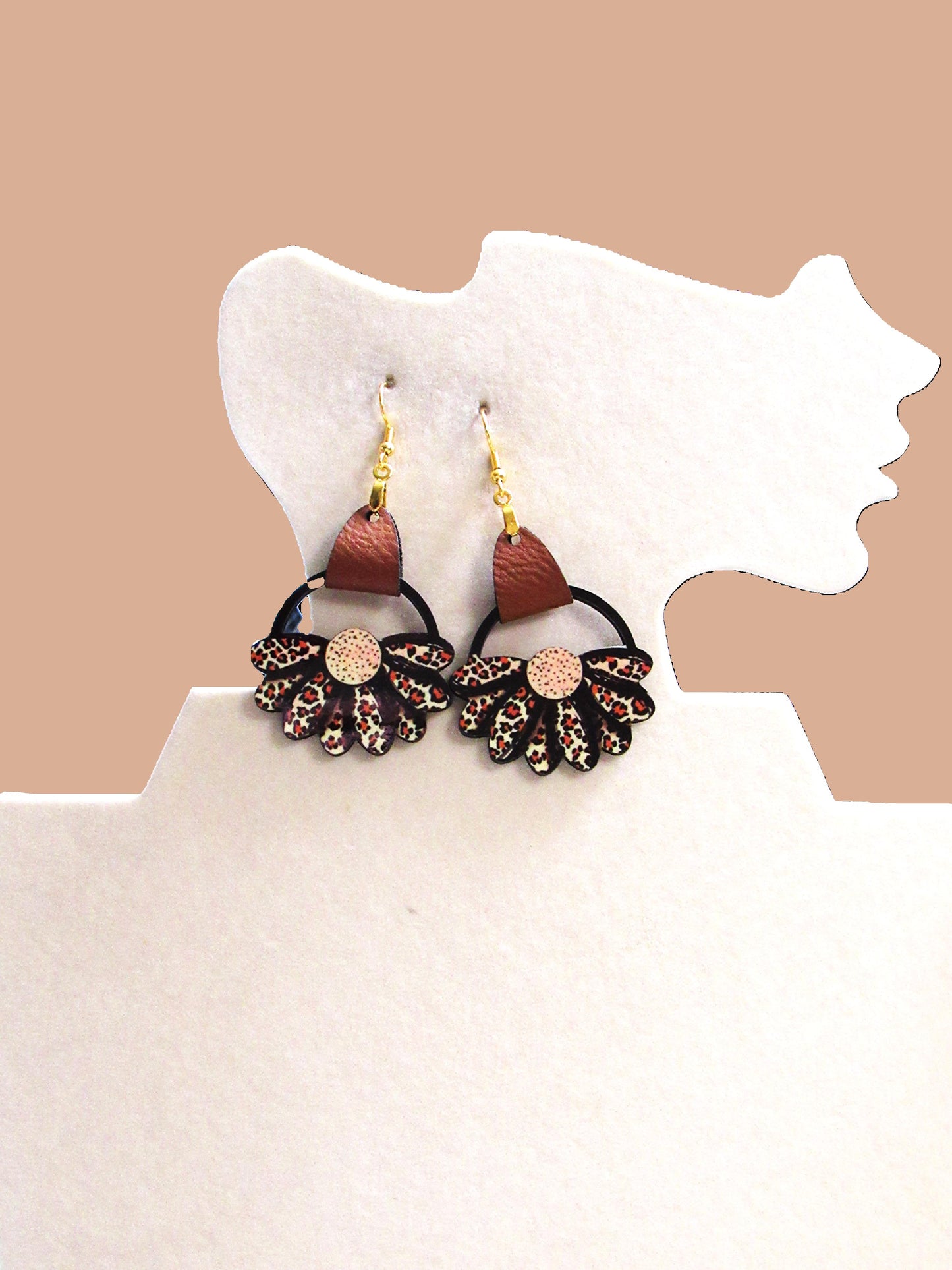 Round Sunflower Shaped Sublimated Earrings