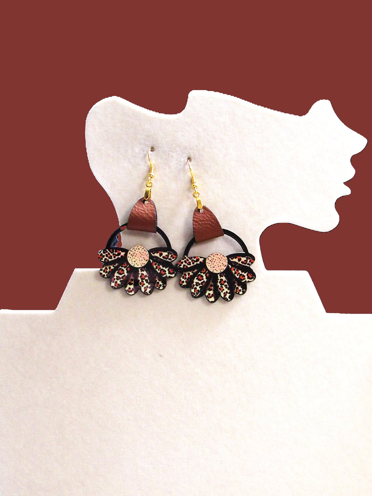 Round Sunflower Shaped Sublimated Earrings