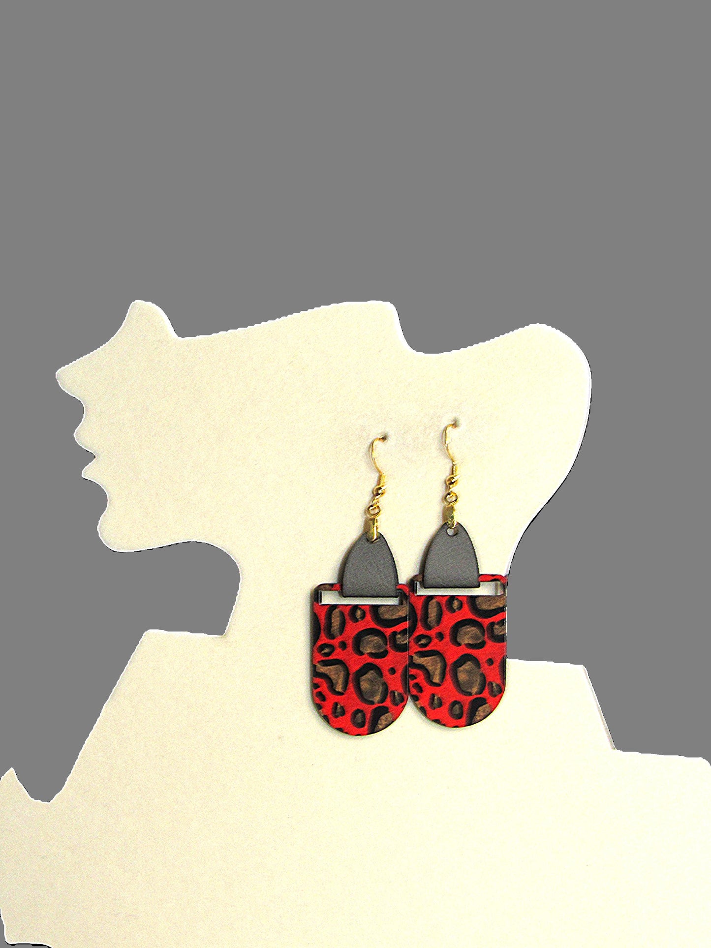 Faux Leather Bar Shaped Sublimated Earrings