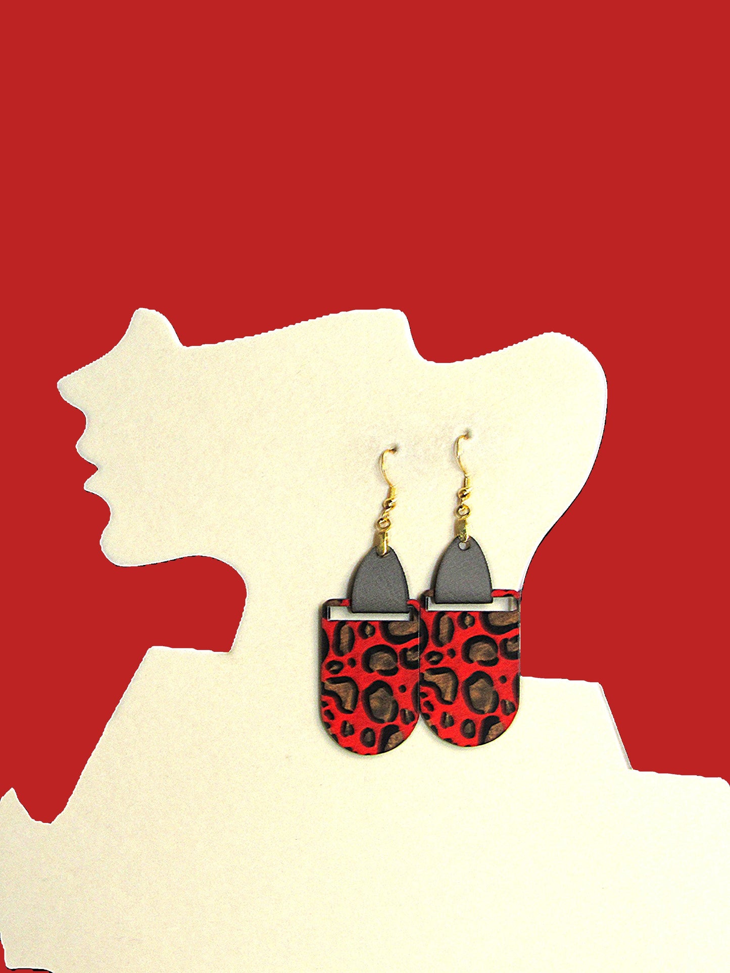 Faux Leather Bar Shaped Sublimated Earrings