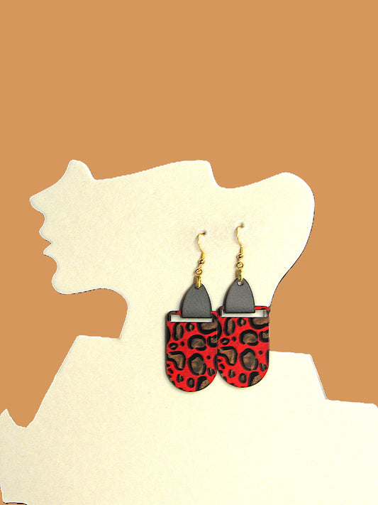 Faux Leather Bar Shaped Sublimated Earrings