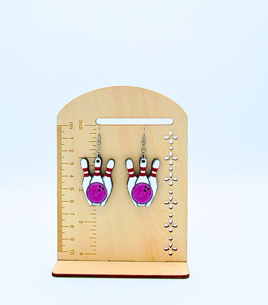MDF- Bowling Pin Shaped Sublimated Earrings 1.5 inch