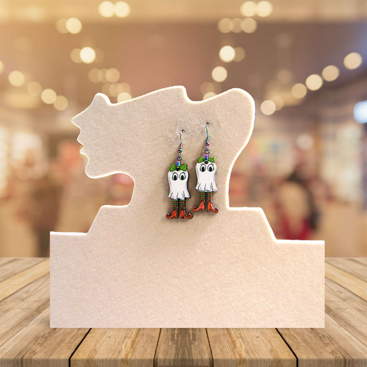 Ghost with Legs Shaped Sublimated Earrings 1.5 inch