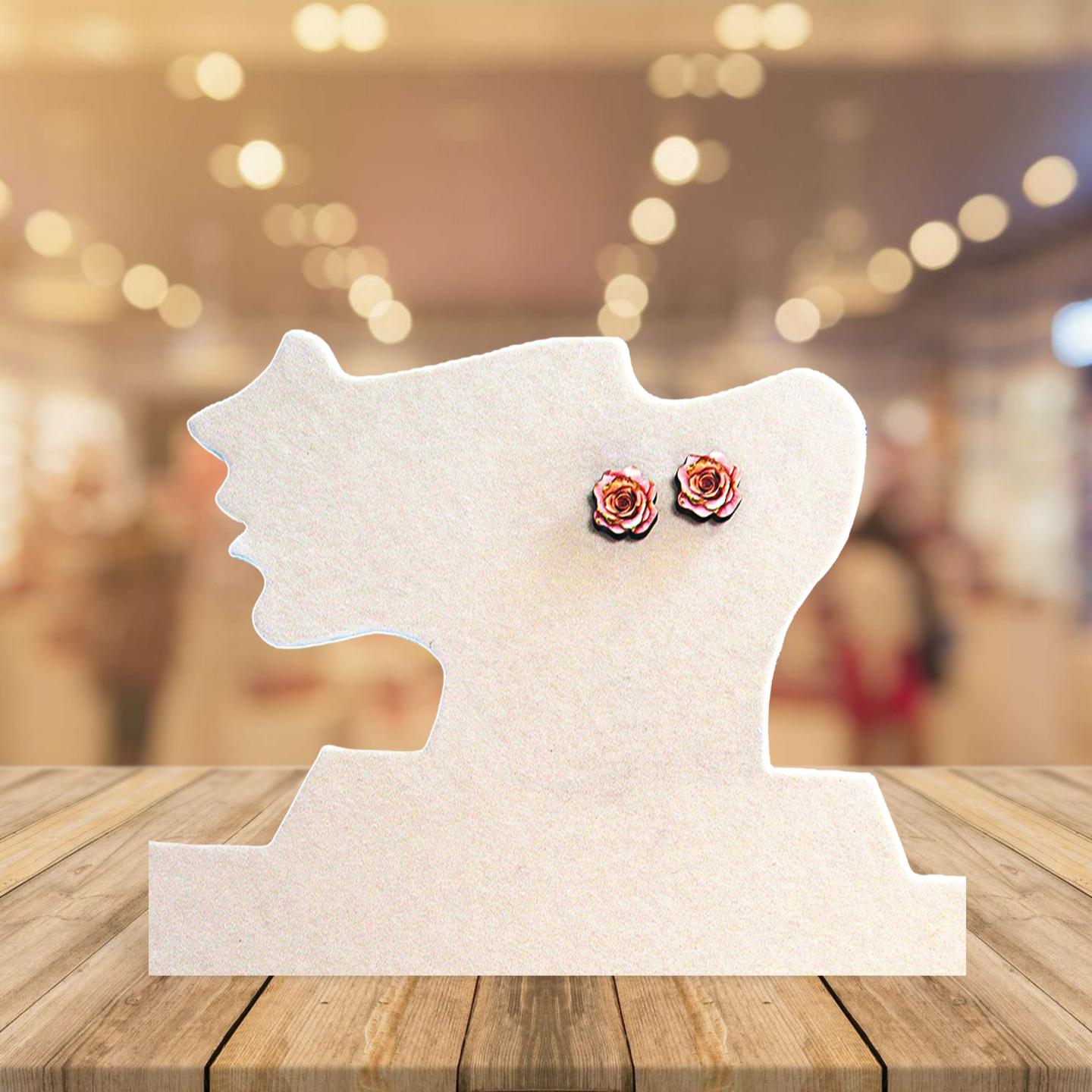 Rose Shaped Sublimated Stud Earrings