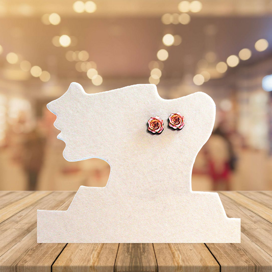 Rose Shaped Sublimated Stud Earrings