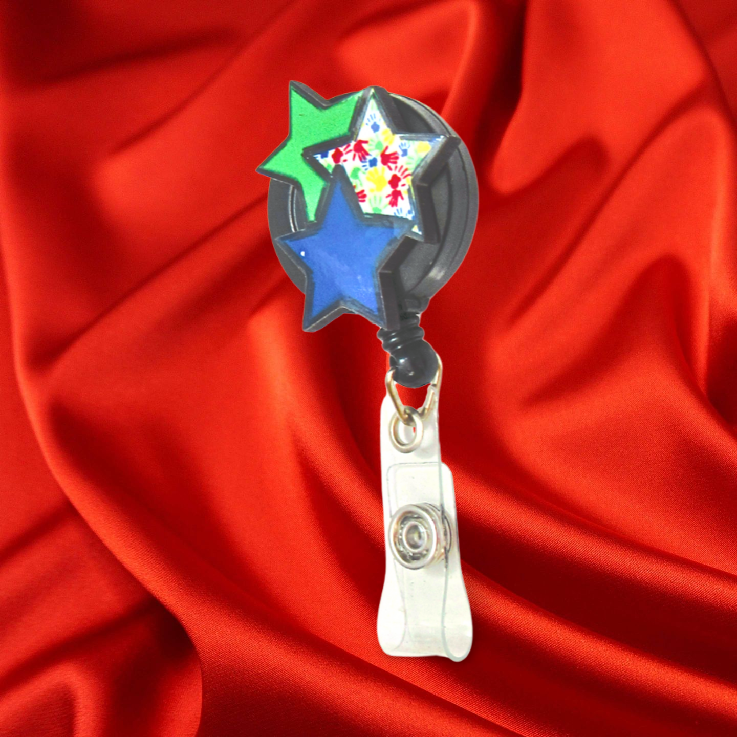 Triple Star Shaped Sublimated Badge Reel Holder