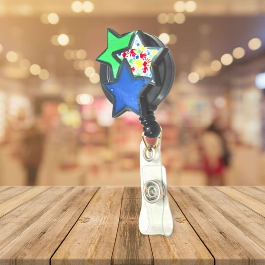 Triple Star Shaped Sublimated Badge Reel Holder
