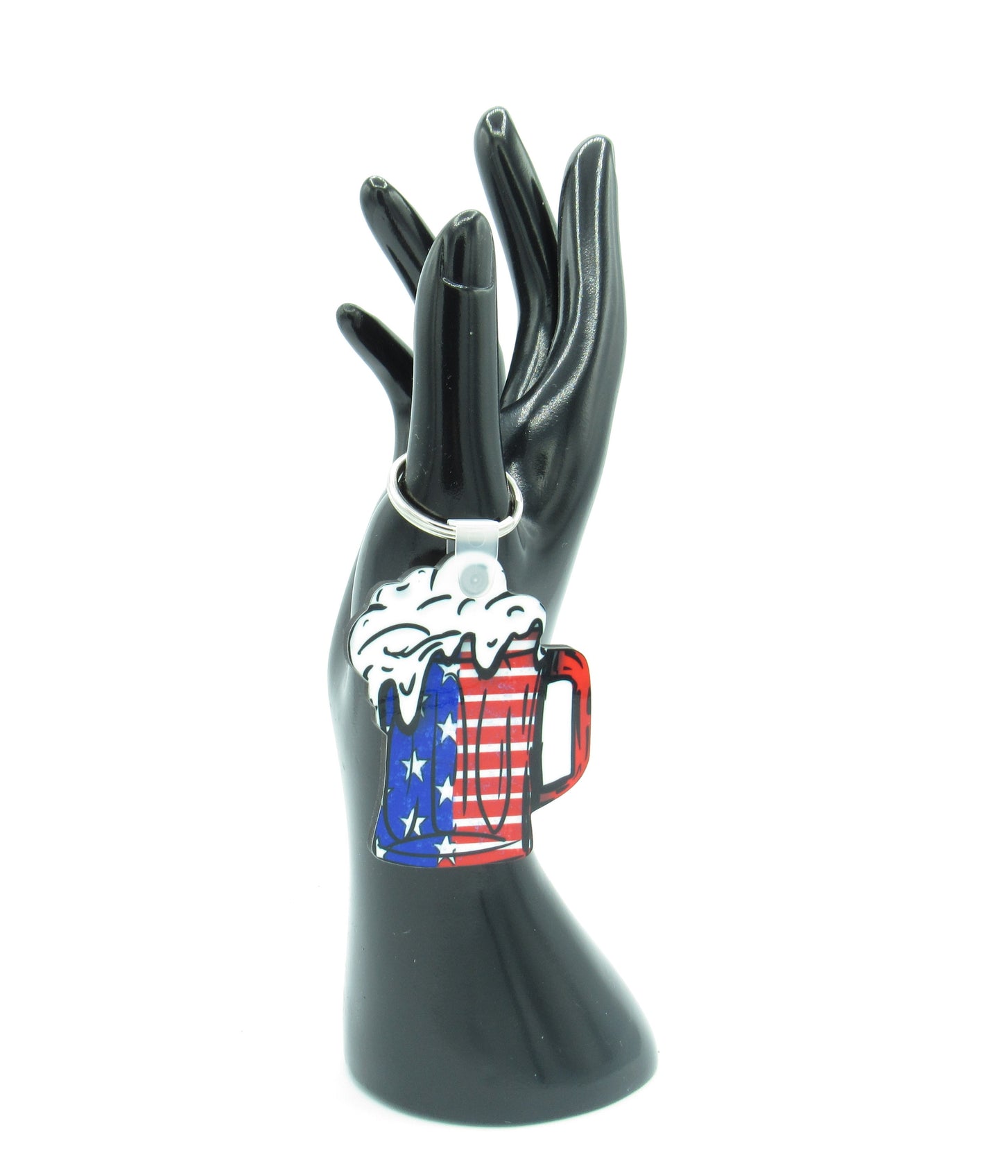 Patriotic Beer Stein Shaped MDF Sublimated Keychain