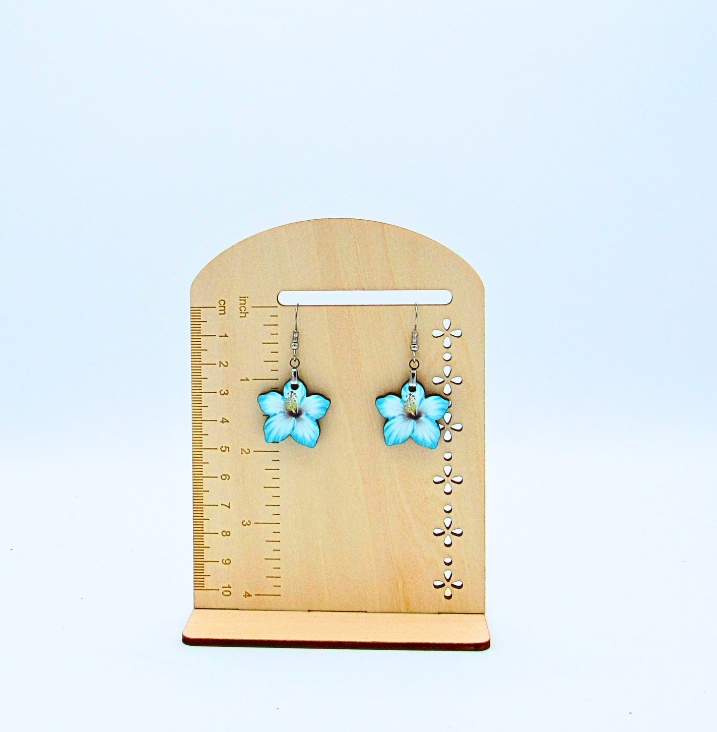 MDF-Tropical Flower Shaped Sublimated Earrings 1 inch