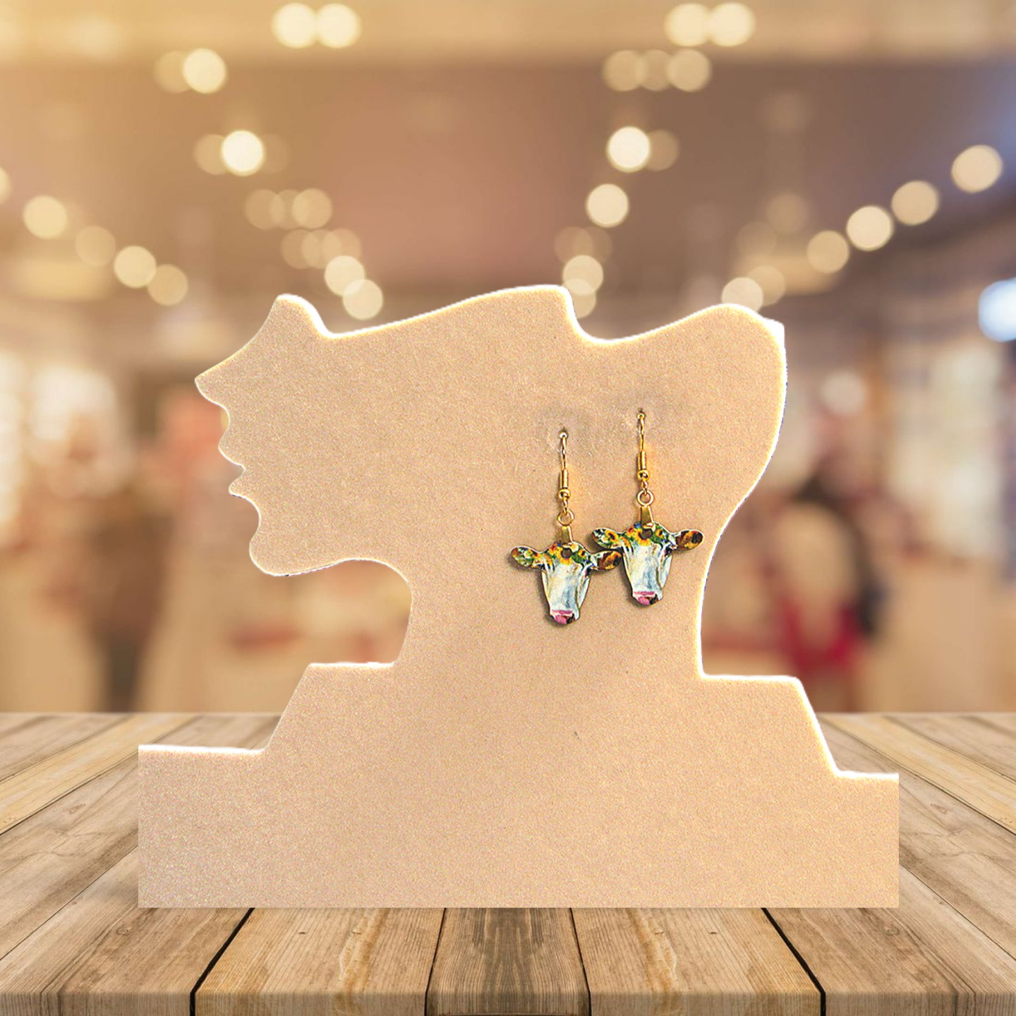 Cow Head Shaped Sublimated Earrings MDF