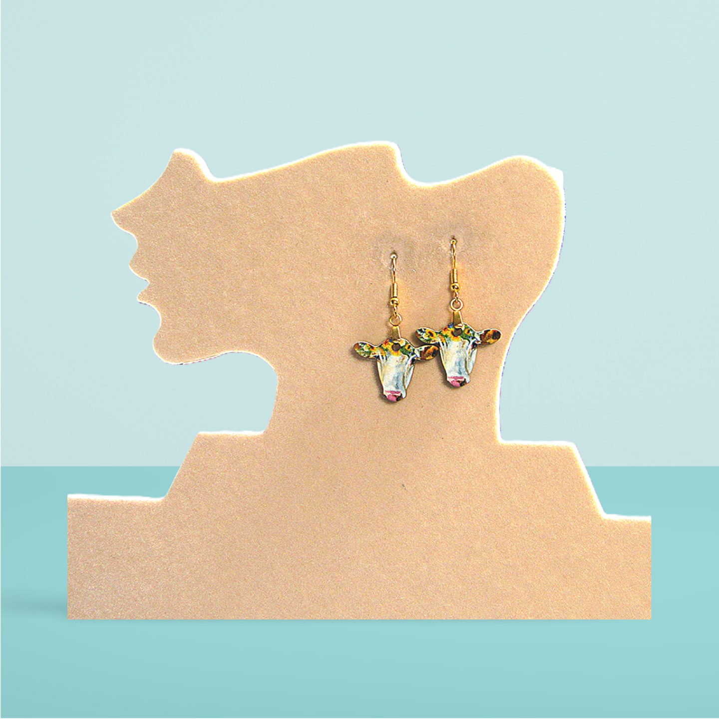 Cow Head Shaped Sublimated Earrings MDF