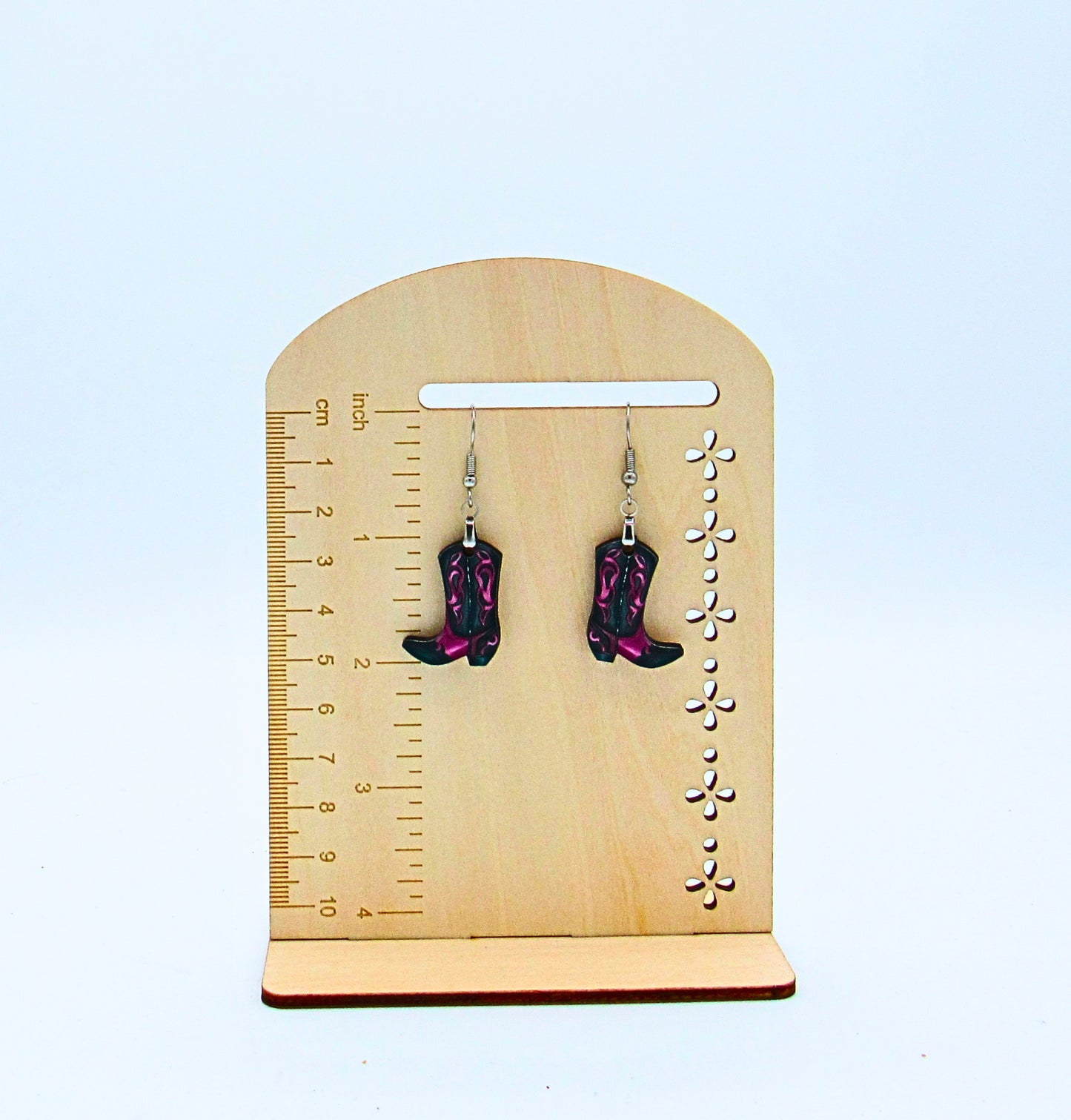 MDF-Cowboy Boot Shaped Sublimated Earrings 1 inch